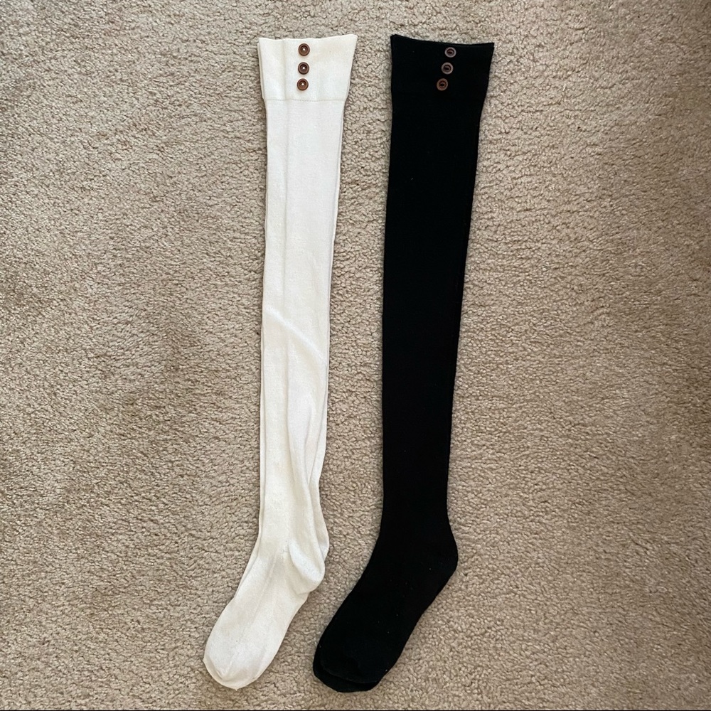 2 pairs of Thigh High socks with button details